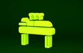 Yellow Acupuncture therapy icon isolated on green background. Chinese medicine. Holistic pain management treatments