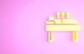 Yellow Acupuncture therapy icon isolated on pink background. Chinese medicine. Holistic pain management treatments