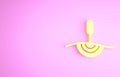 Yellow Acupuncture therapy icon isolated on pink background. Chinese medicine. Holistic pain management treatments