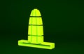 Yellow Agbar tower icon isolated on green background. Barcelona, Spain. Minimalism concept. 3d illustration 3D render