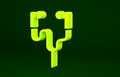 Yellow Air headphones icon icon isolated on green background. Holder wireless in case earphones garniture electronic