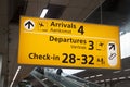 Yellow airport information sign Royalty Free Stock Photo