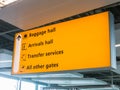 Yellow airport sign Royalty Free Stock Photo