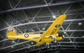 Yellow Airspeed Oxford AS.10 Aircraft Suspended in Hangar Royalty Free Stock Photo