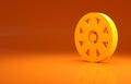 Yellow Alloy wheel for car icon isolated on orange background. Minimalism concept. 3d illustration 3D render