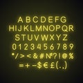Yellow alphabet neon light icon