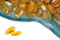 Yellow amber stones.