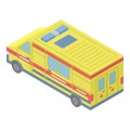 Yellow ambulance car icon, isometric style