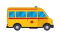 Yellow ambulance car vector illustration.