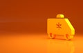 Yellow Ambulance and emergency car icon isolated on orange background. Ambulance vehicle medical evacuation. Minimalism