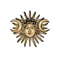 Yellow ancient Greek coin of Sun Goddess Royalty Free Stock Photo