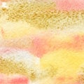 Yellow ang red abstract watercolor texture background. Hand drawn golden texture business card design Royalty Free Stock Photo