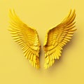 Yellow Angel Wings In 3d Minimalistic Symmetry