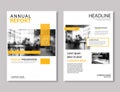 Yellow annual report brochure template A4 size design. Can be us