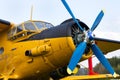 Yellow Antonov An-2 stands on airfield Royalty Free Stock Photo