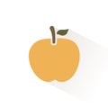 Yellow apple icon with shadow. Flat vector illustration Royalty Free Stock Photo