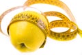 Yellow apple and ruler Royalty Free Stock Photo
