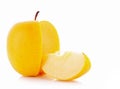 Yellow apple sliced isolated