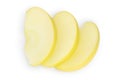 Yellow apple slices isolated on white background with clipping path and full depth of field. Top view. Flat lay Royalty Free Stock Photo