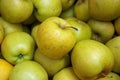 Yellow apples market closeup