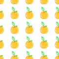 Yellow apples pattern. Idea for paper, covers, templates, celebrations, summer holidays, natural fruit themes. Isolated vector