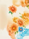 Yellow Apricot Floral Water Colour Card with Flowering Plant Invitation Royalty Free Stock Photo