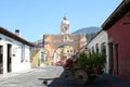 Yellow Arch in Antigua Guatemala Royalty Free Stock Photo