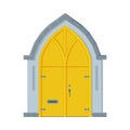 Yellow Arched Door in Vintage Style, Architactural Design Element Vector Illustration Royalty Free Stock Photo