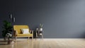 Yellow armchair on empty dark wall background Royalty Free Stock Photo