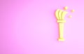 Yellow Aspergillum icon isolated on pink background. Minimalism concept. 3d illustration 3D render Royalty Free Stock Photo