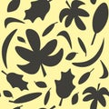 Yellow astract botanical seamless pattern