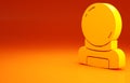 Yellow Astronaut helmet icon isolated on orange background. Minimalism concept. 3d illustration 3D render