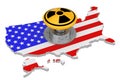 Yellow Atomic Bomb Launch Nuclear Button with Radiation Symbol o Royalty Free Stock Photo