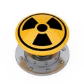 Yellow Atomic Bomb Launch Nuclear Button with Radiation Symbol. Royalty Free Stock Photo