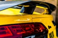 Yellow Audi car black spoiler up close beautiful vivid colour amazing Royalty Free Stock Photo