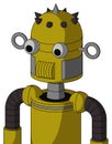 Yellow Automaton With Dome Head And Speakers Mouth And Two Eyes And Spike Tip