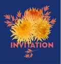 Yellow autumn chrysanthemum flower card template. golden-daisy f