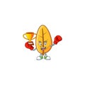 Yellow autumn leaves in with mascot boxing winner