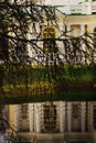 Yellow autumn trees reflected in water. Royalty Free Stock Photo