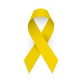 Yellow awareness ribbon. Spina bifida and childhood cancer awareness symbol. Isolated vector illustration Royalty Free Stock Photo