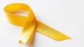 Yellow Awareness Ribbon on White Background Royalty Free Stock Photo
