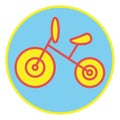 Yellow baby bicycle, icon