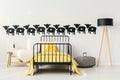 Yellow baby`s bedroom interior Royalty Free Stock Photo