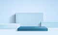 Background 3d blue rendering with podium and minimal blue pastel wall scene, minimal abstract background 3d rendering