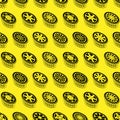 Seamless yellow wheel outline background