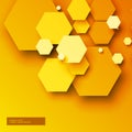 Yellow background with 3d hexagonal shapes