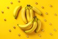 Yellow background filled with bananas, web design fruit background Royalty Free Stock Photo