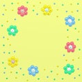 Yellow background with flowers. Children`s illustration.