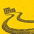 Yellow background with grunge tire tracks Royalty Free Stock Photo