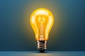 Yellow background ignites business creativity with a lightbulb and pencil